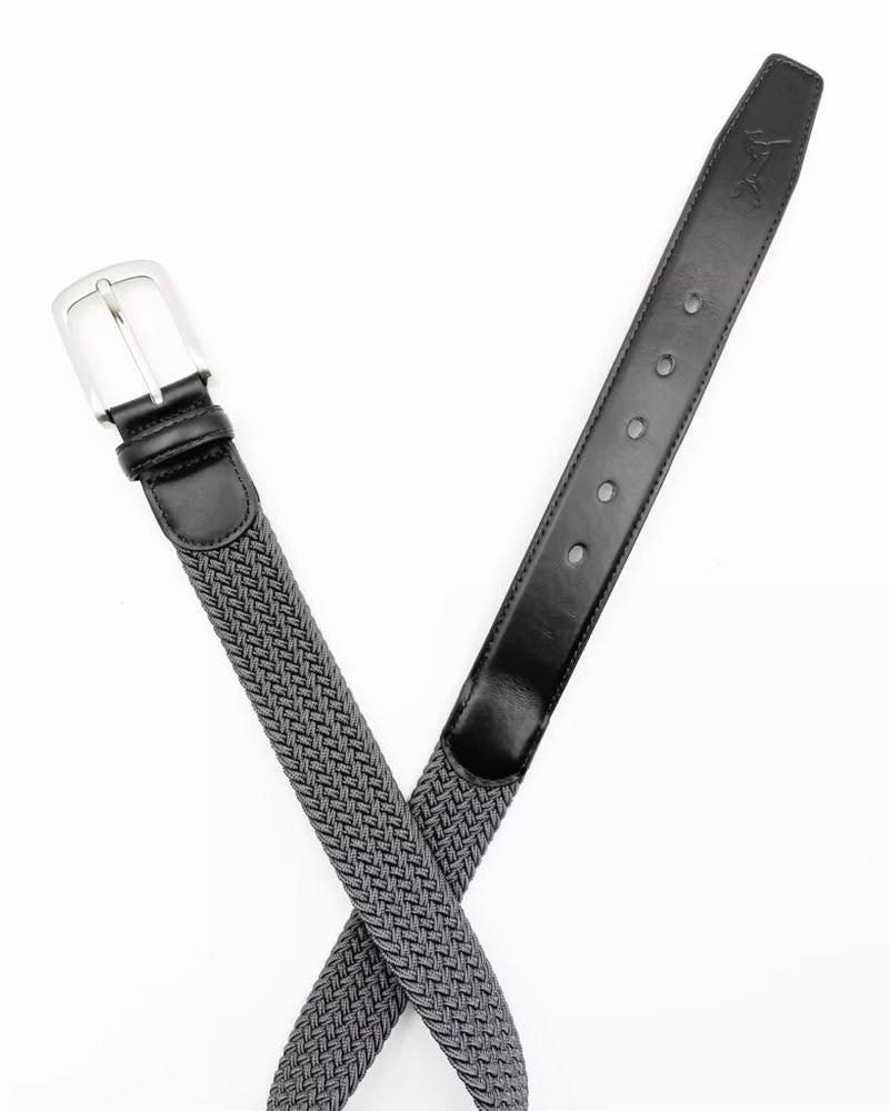 Cinturón elástico de cuero Negro/Gris