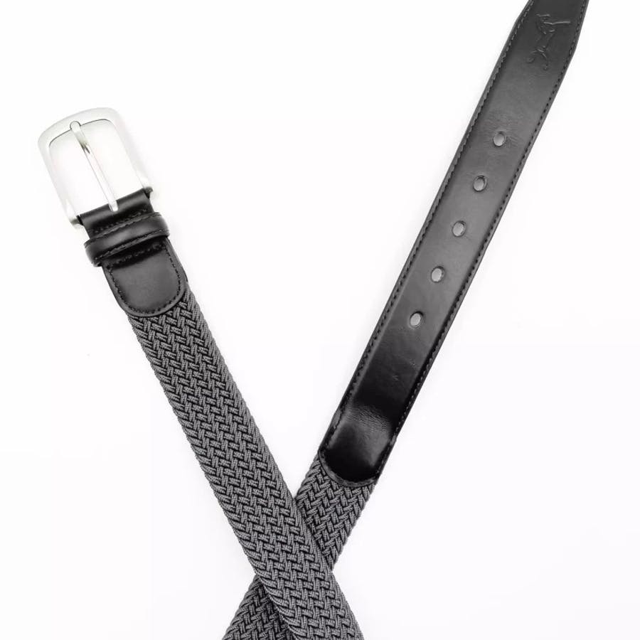 Elastic leather belt Black/Grey