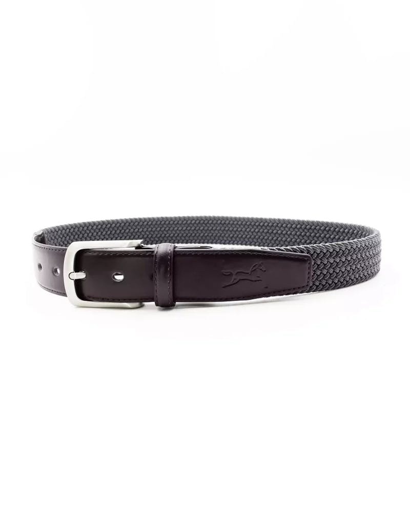 Elastic leather belt Brown/Grey