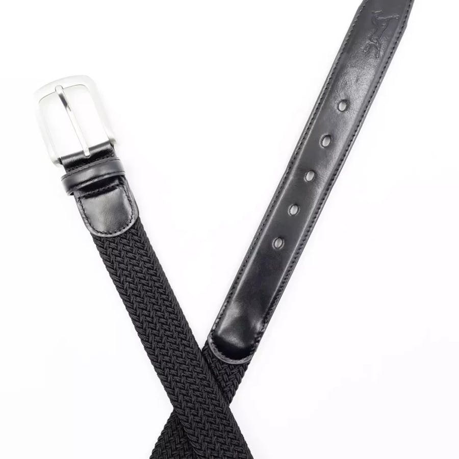 Cinturón elástico de cuero Negro/Negro