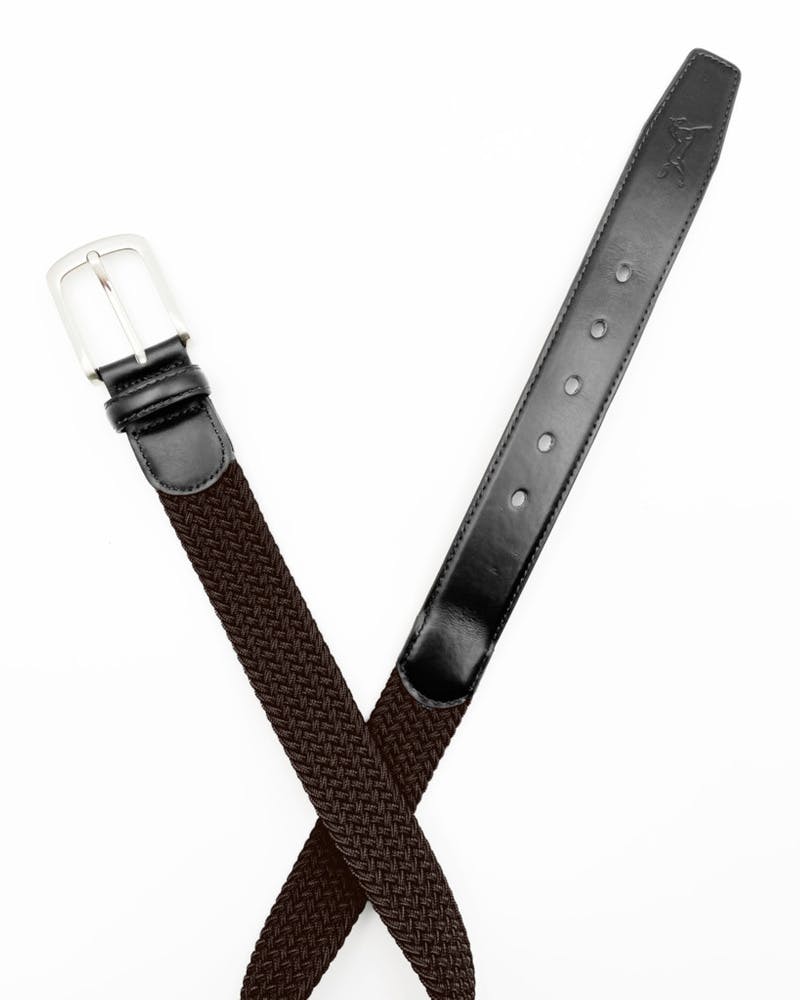 Cinturón de cuero elástico Negro/Marrón