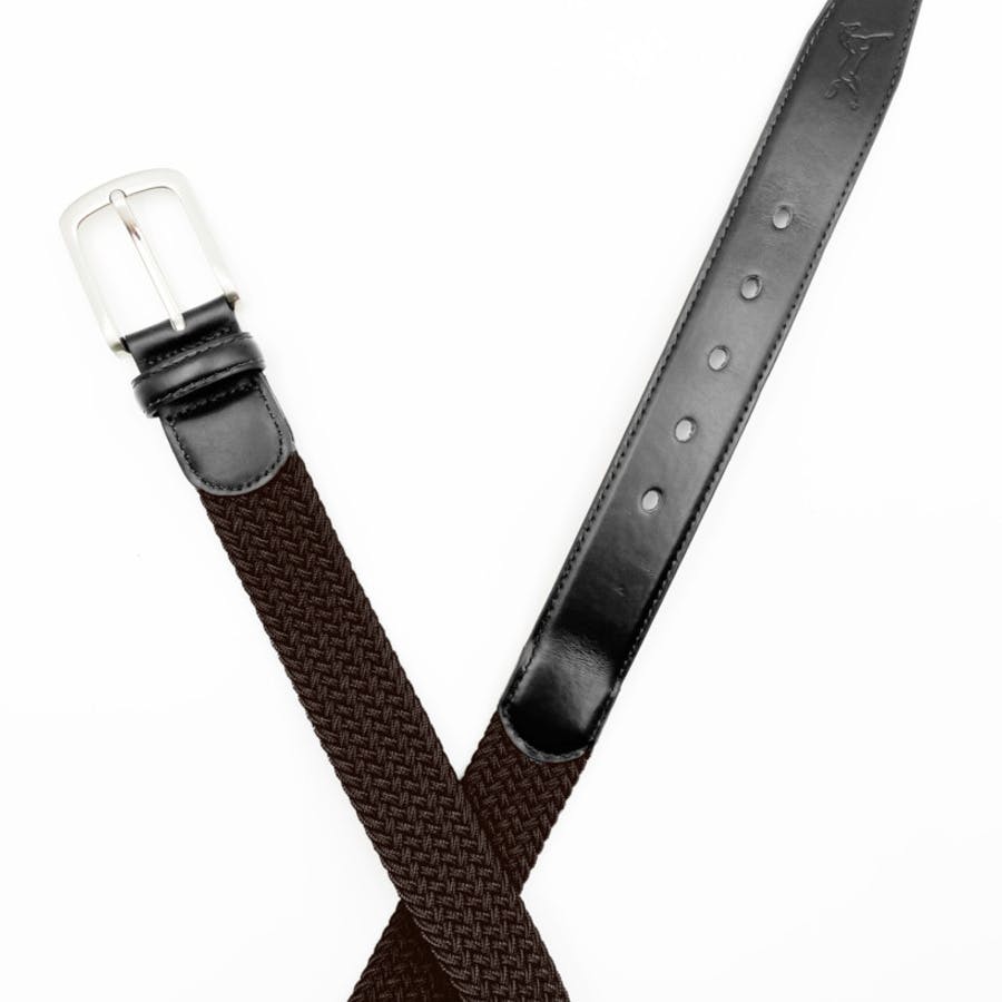 Cinturón elástico de cuero Negro/Marrón