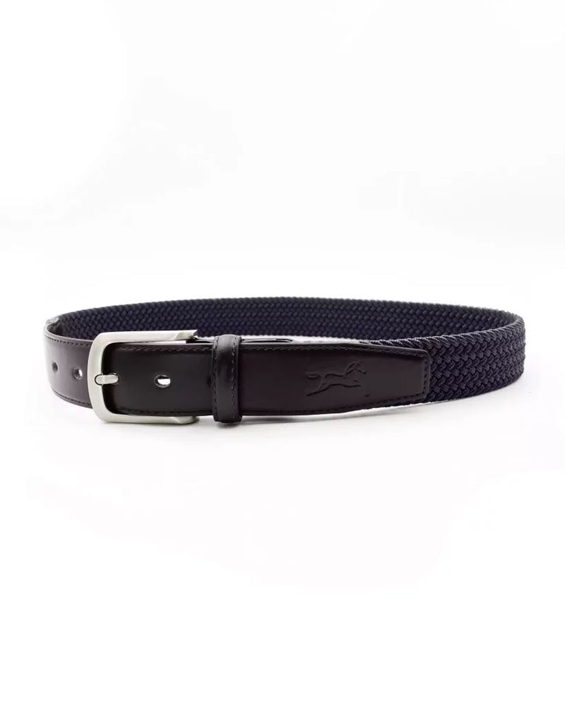 Elastic leather belt Brown/Navy