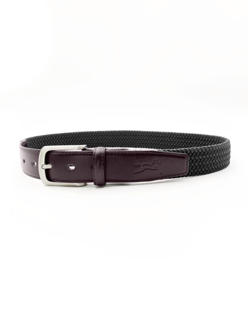 Elastic leather belt Brown/Black
