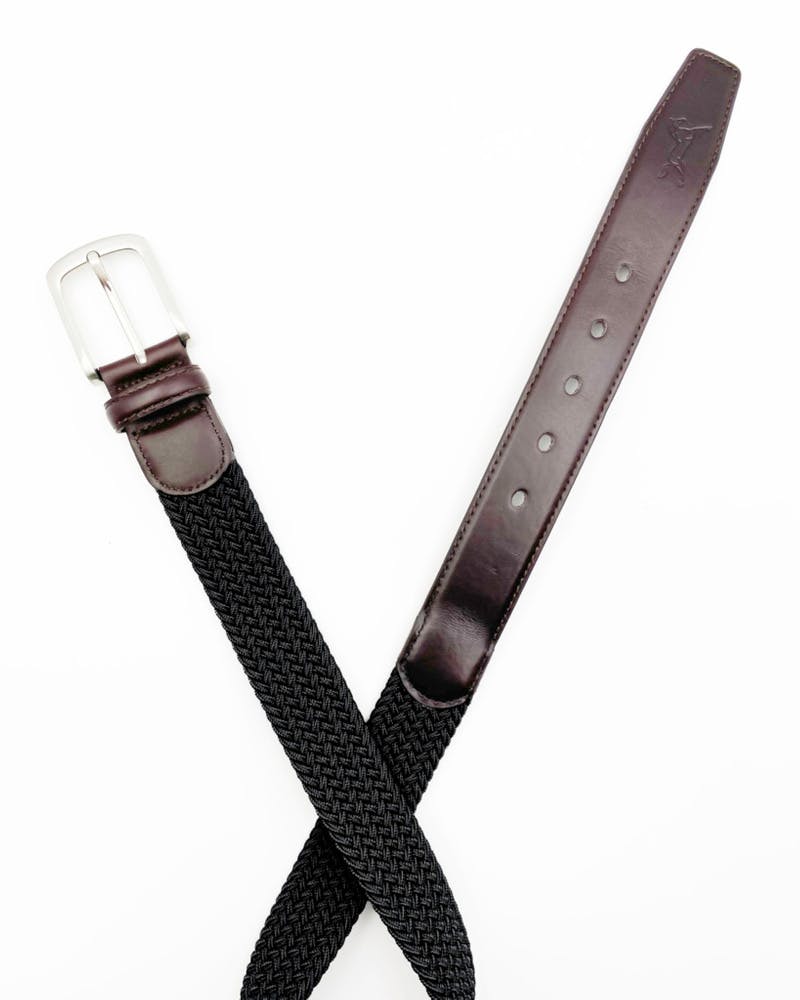 Cinturón de cuero elástico Marrón/Negro